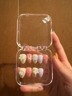 Homemade CUSTOM Press-On Nails, Oval, Medium, Short, Pink/Blue/White/Sparkly — photo 1