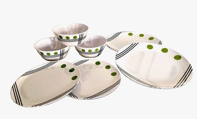 7 tlg. Camping Melamin Geschirrset, 2 Dessert- 2 Essteller, 3 Müslischalen, NEU