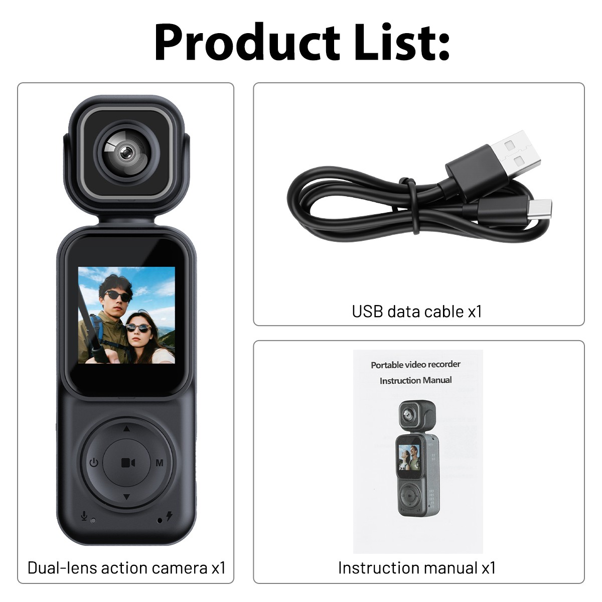 Dual Lens Sync Record Action Cam 4K 2K Video 130&deg; Wide Angle WiFi Sports Camera