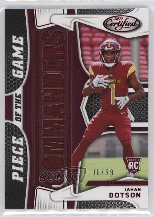 2022 Certified Piece of the Game Relics Red 36/99 Jahan Dotson Rookie RC 0s55