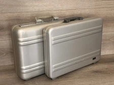 Lot of 2 ZERO Halliburton & Z2 Aluminum Case Silver Briefcases - NO KEYS - READ