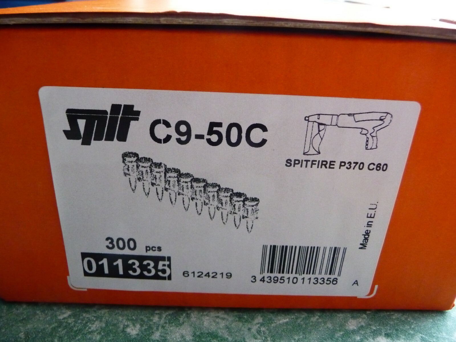 Clous béton C9-50C Spit pour pose de rails avec Spitfire P370