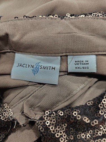 Camisa Jaclyn Smith Mujer Manga Larga Semi Transparente Botón Frontal XXL Lentejuelas - Imagen 3 de 3