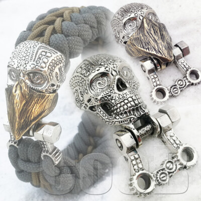 Unique Paracord Buckle Shackle Lock Bead for Bracelet BIKER SKULL in Bandana