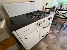 Vintage 1940s Wedgewood Free Standing Stove, White, 36 inch wide, 30 deep