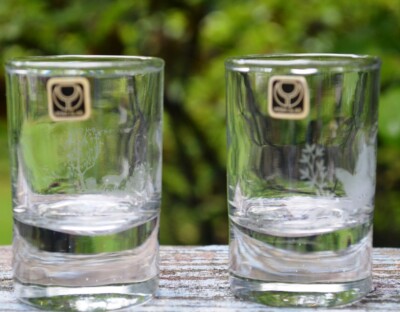 NEW PAIR OF VINTAGE VEBA GLAS SHOT GLASSES BY WARDMANNSHEIL OF WEST GERMANY