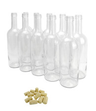 10Stk Weinflasche 750ml Glasflasche leere Flasche Likör Wein weiß mit KORKEN