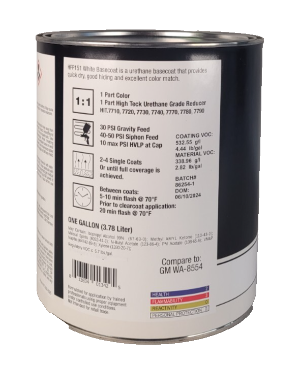 High Teck HFP 151 GM WA8554 White Basecoat Automotive Paint Gallon | eBay