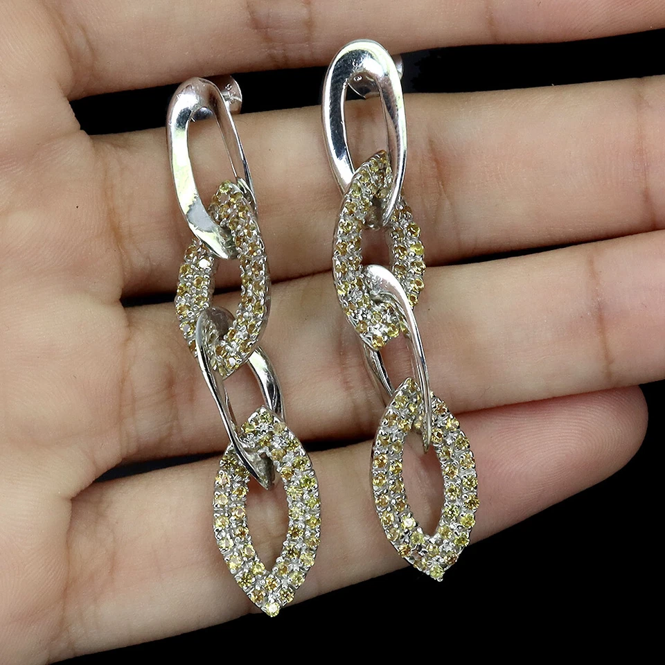 925 Orecchini Argento Sterling Rotondo Zaffiro Naturale Gemma Gioielli Di - Immagine 2 di 4