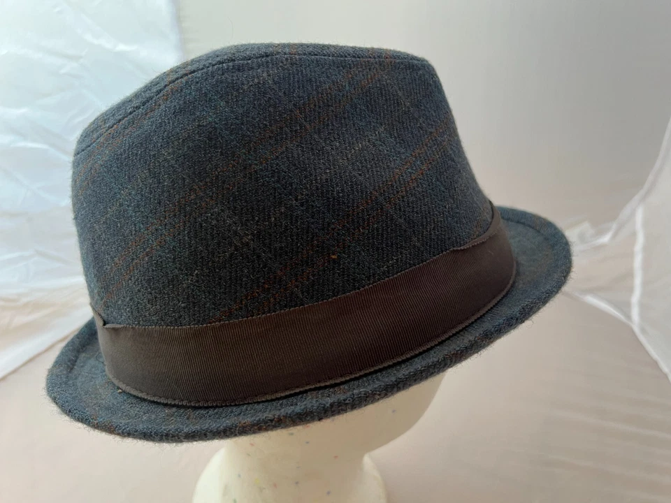 Sombrero Fedora Goorin Bros Para Hombre Azul A Cuadros Rayas Talla Grande Usado Poliéster Foto 4 de 4