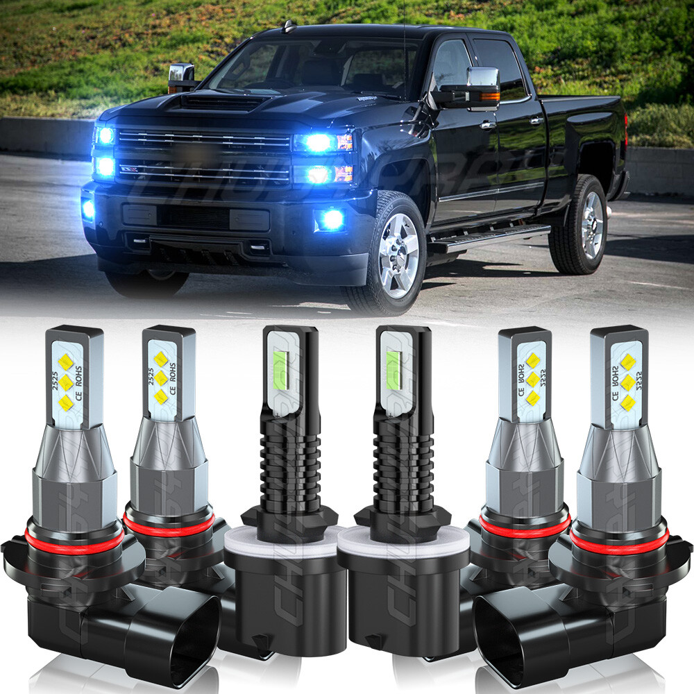 Combo 6*LED Headlights+Fog Light Bulbs For Chevy Silverado 1500