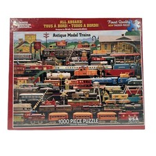 "ALL ABOARD" Train Puzzle by White Mountain 1000 Puzzle NEW - Sealed Made in USA