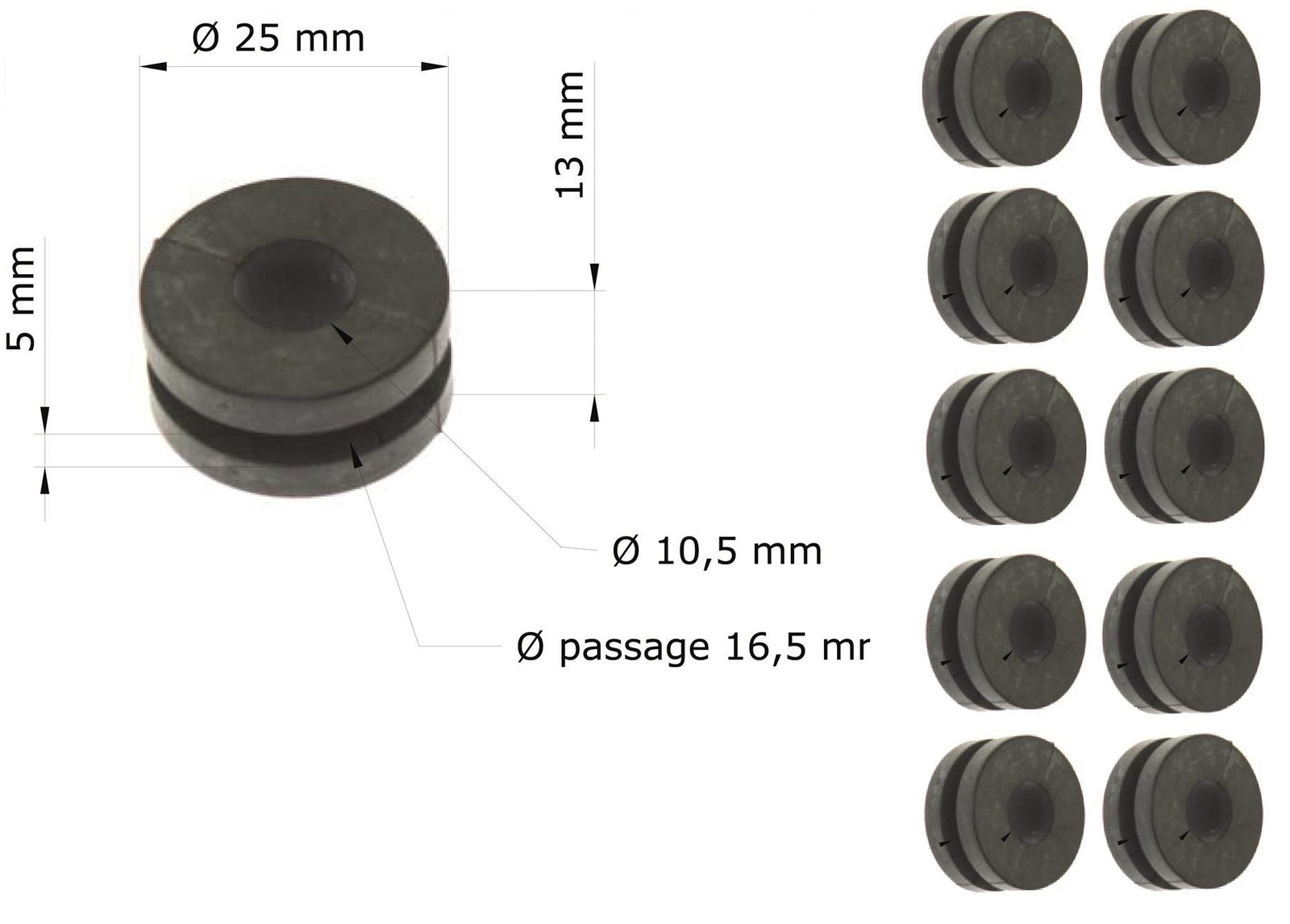 Silent-bloc Tourmax GRM-104 pour éliminer le jeu de cadre Honda CR