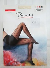 2 Pair Penti Size L Vanilla Heart Pattern Sheer 20 Den Reinforced Toe Pantyhose