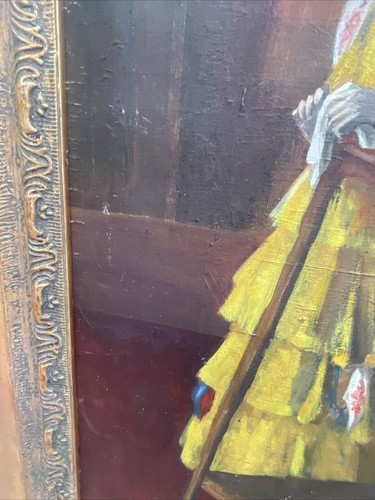 Artist signed Original painting ' in yellow dress ' late 1940 by Helen Corkery - Picture 14 of 24