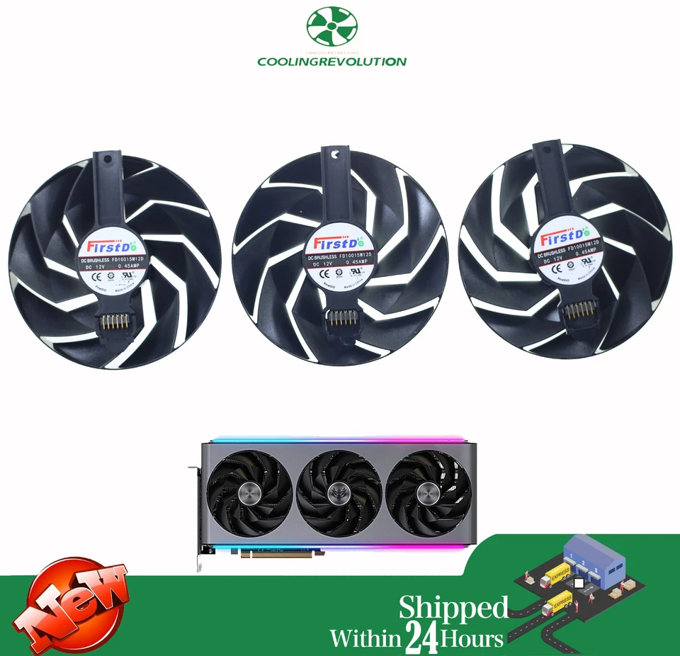 95MM FD10015M12D Graphics card fan for Sapphire RX7800XT 7900RE 7900XTX Nitro+ - Image 2 of 2