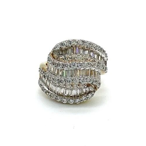 HSN Sterling Silver Goldclad Baguette Cubic Zirconia Ring. Size 6