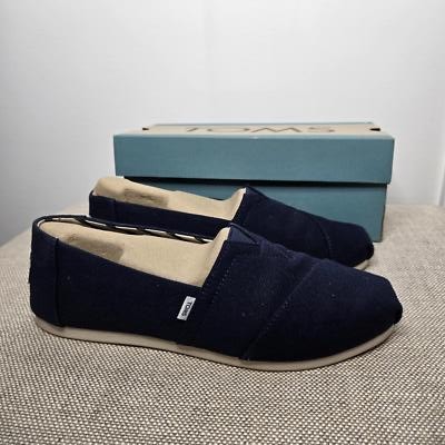 Toms Shoes Womens Navy Blue Alpargata Slip On Recycled Canvas