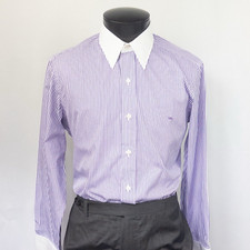 Vintage SULKA Purple White Striped Men's Collared Button-down OCT. 1994 BESPOKE