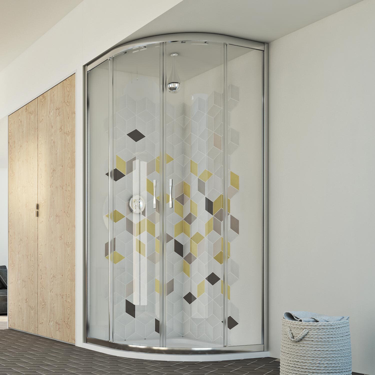 BOX CABINA DOCCIA TONDO 70x90 SEMICIRCOLARE VETRO TRASPARENTE SCORREVOLE BAGNO