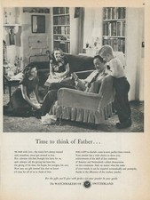 1948 Watchmakers Of Switzerland Fathers Day Family Living Room Vtg Print Ad C4
