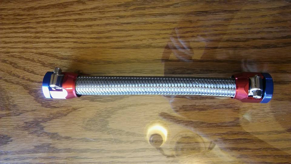 Hose Braided Stainless Steel Fuel Line 5/16" I.D. x 7" long Red Blue