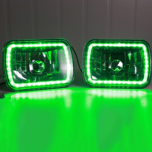 2PCS Square Color Change White Red Blue Green 7x6" LED Angel Eye Halo Headlights - Picture 9 of 14