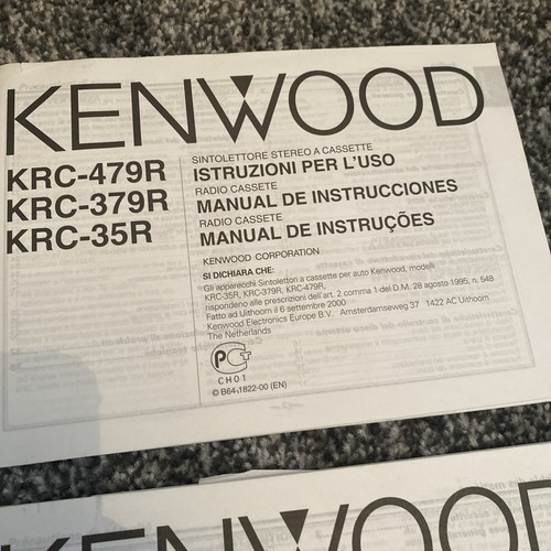 KENWOOD KRC-479R 379R 35R CASSETTE RECEIVER INSTRUCTION MANUAL ORIGINAL - Picture 2 of 3