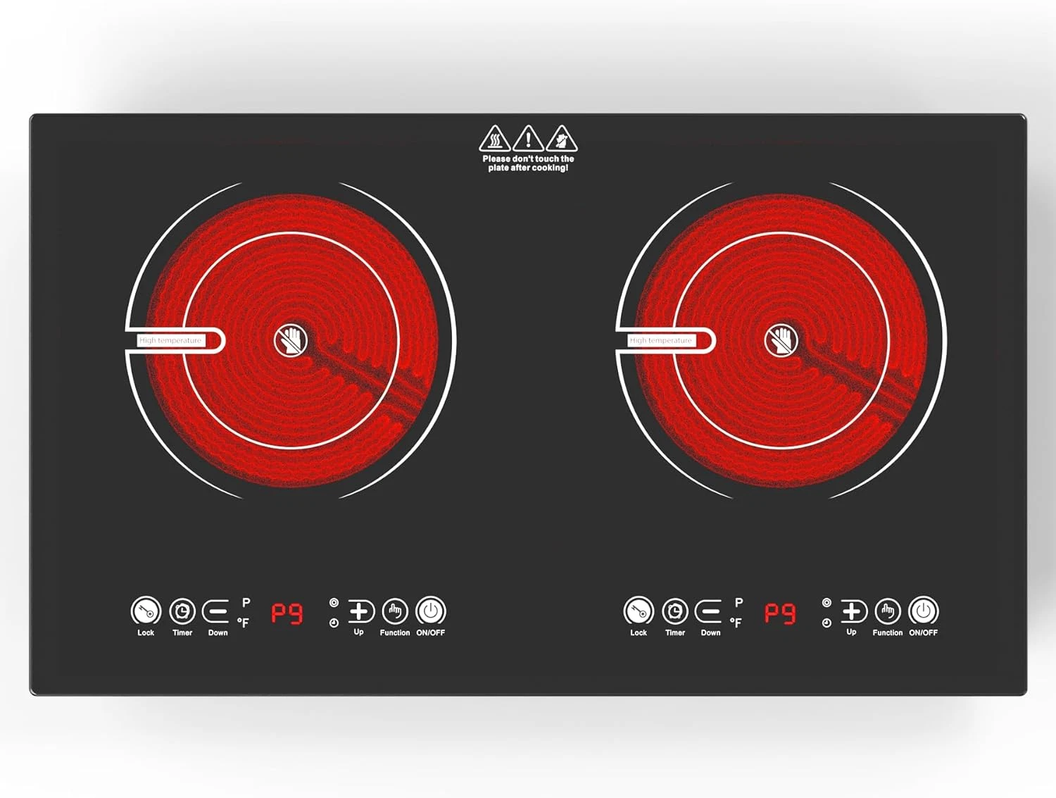 2 Burner Electric Cooktop, 2400W Induction Stove with Touch Control & Timer
