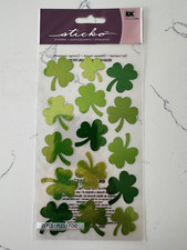 Sticko Autocollant Large Shiny Green Shamrocks 15 PC Scrapbooking Crafts Signs