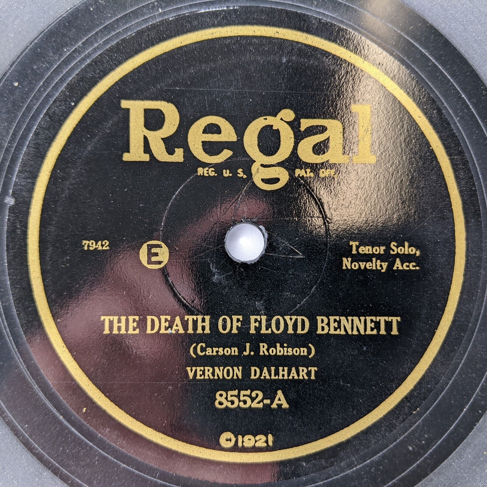 1928 Vernon Dalhart 78 "The Death Of Floyd Bennett / The Empty Cradle Regal" J1