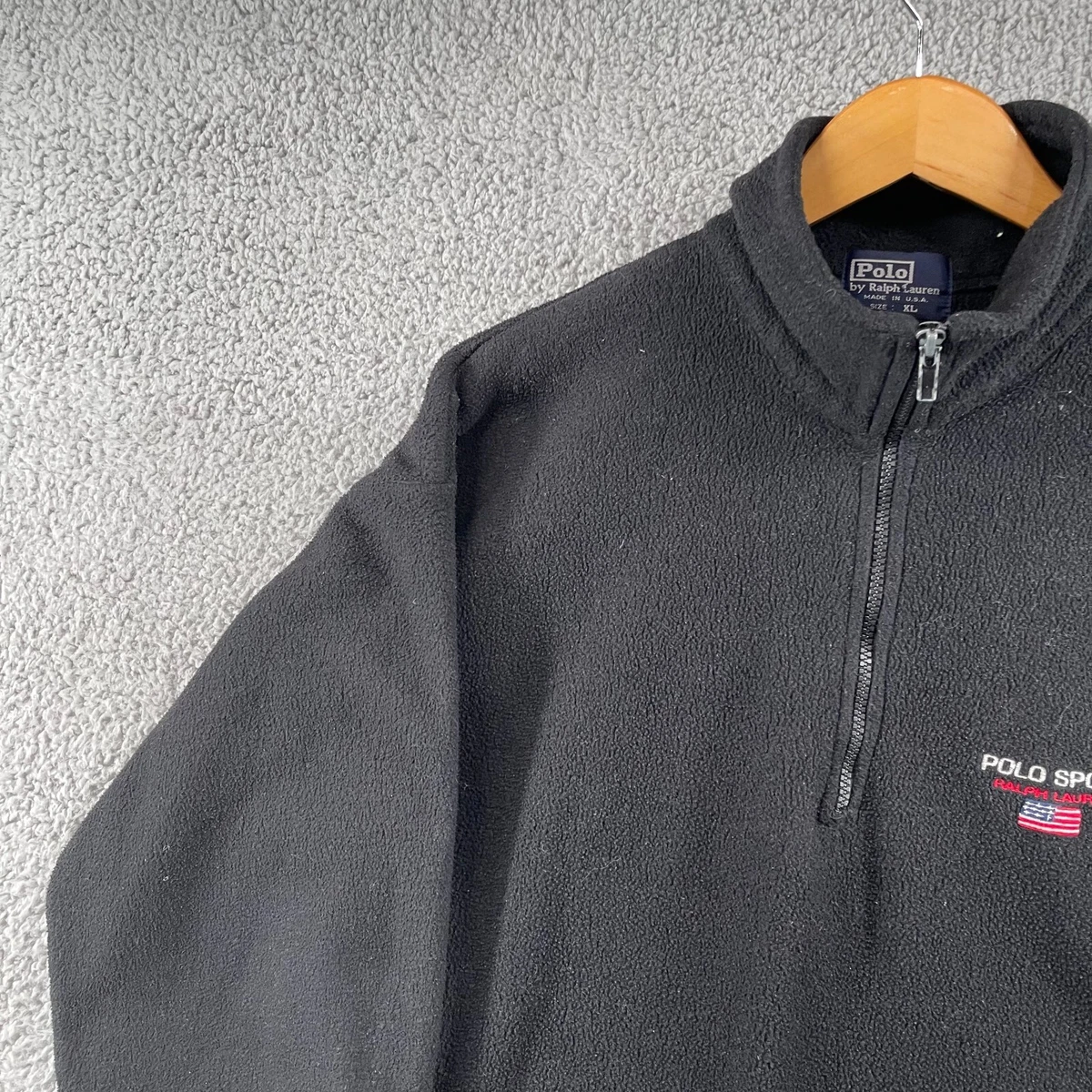 Vintage Polo Ralph Lauren Polo Sport 1/4 Zip Black Fleece Men’s Size XL USA