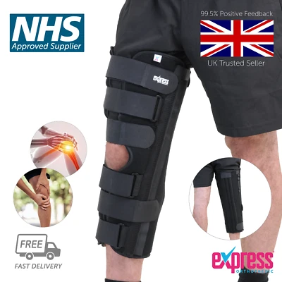 EXPRESS ORTHOPAEDIC Knee Immobiliser Leg Brace - 3 Panel Knee Immobiliser, Universal Leg Immobiliser