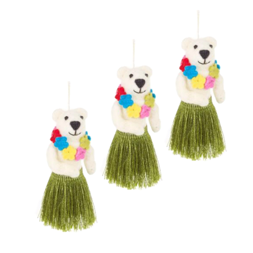 3 Polar Hula Bears Novelty Hanging Decoration - Fair Trade & Eco Friendly - Picture 4 of 4