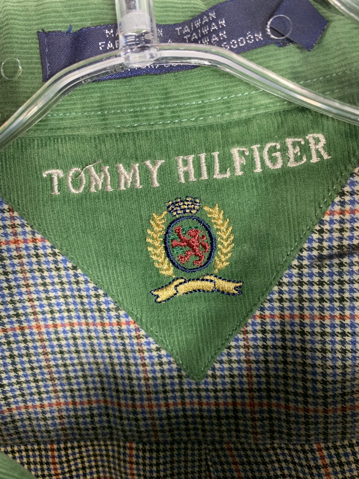 Vintage Tommy Hilfiger Crest Logo Button Down Plaid F… Gem