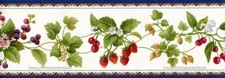 Berries Strawberry Cherry Grape Vine Kitchen Fruits & Floral Wallpaper Border