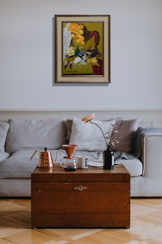 Vegetable still life, oil painting, still life with garlic and bread, vintage - Picture 2 of 11