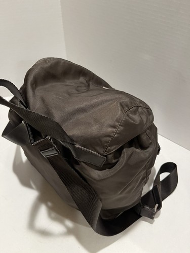 Prada Tessuto Buckle Drawstring Flap Nylon Backpack Brown Made In Italy W Card - Picture 15 of 23