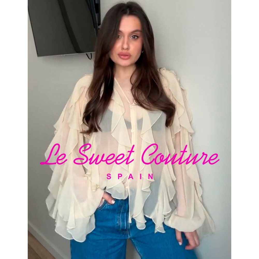 ZARA WOMAN NWT SS25 PASTEL YELLOW RUFFLED BLOUSE ZW