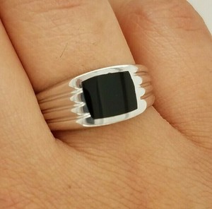14k White Gold 9 Mm Onyx Ring Men S Ring 6 7 Grams Fathers Day Gift Ebay