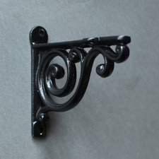 4" SMALL ANTIQUE CAST IRON VICTORIAN SHELF WALL BRACKET BLACK WHITE PEWTER-BR01