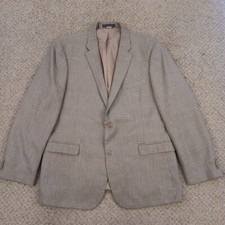 Tommy Hilfiger Blazer Mens 44 Beige Glenn Plaid Two Button Double Vent