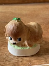 Hand Painted Porcelain Cocker Spaniel Puppy Dog Christmas Ornament Brown VTG 2