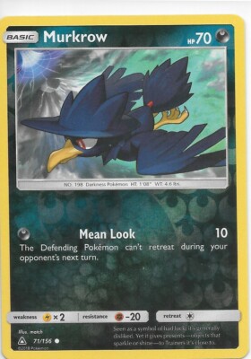 MURKROW  71/156 Sun & Moon Ultra Prism Reverse Holo Pokemon Card   MINT
