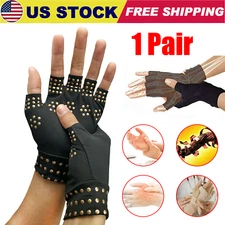 1 Pair Copper Arthritis Compression Gloves Wrist Joint Pain Relief Hand Support