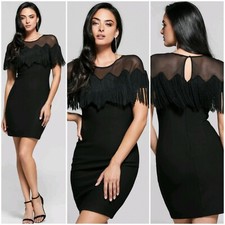 🖤🦋 NWT Guess By Marciano KAYLA MESH FRINGE DRESS SIZE XS 🖤🦋