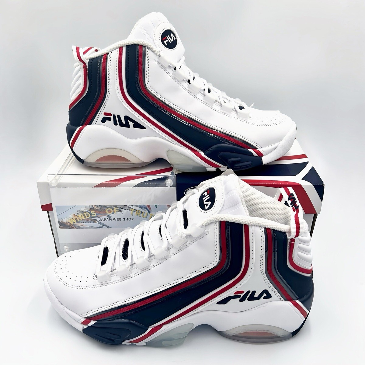 FILA Stack MSS23004 125 White Navy Red Basketball Shoes Sneaker