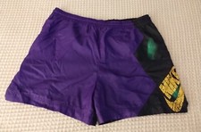 VTG 90s Nike Swoosh Nylon Shorts Colorblock Womens Large 14/16 Purple Black
