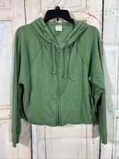 Pink Victoria's Secret Green Full Zip Long Sleeve Hooded Jacket Size Medium