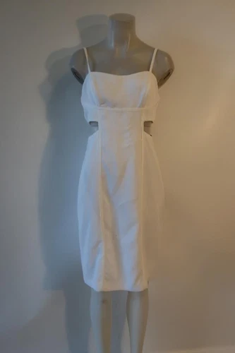 OFF WHITE Abito donna nuovo con etichette BCBG New York marshmallow bianco sporco taglio spalline 8